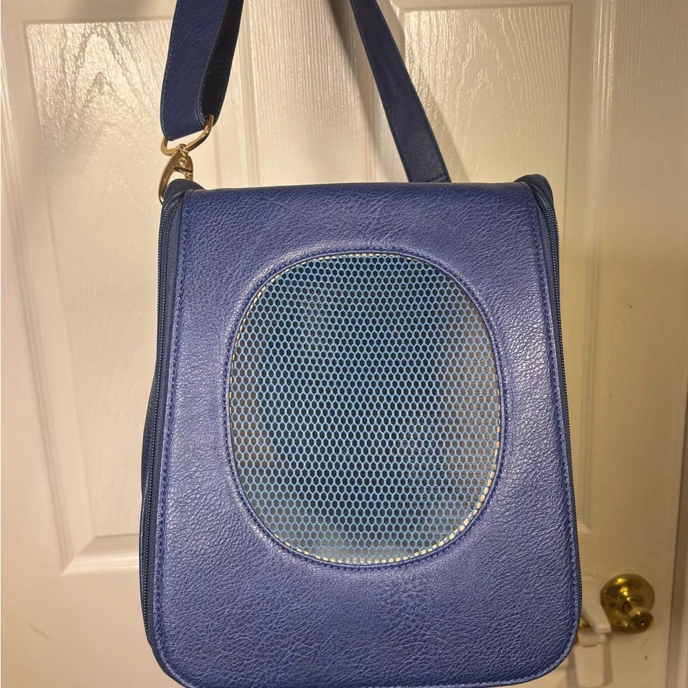Faux Leather Blue Dog Carrier